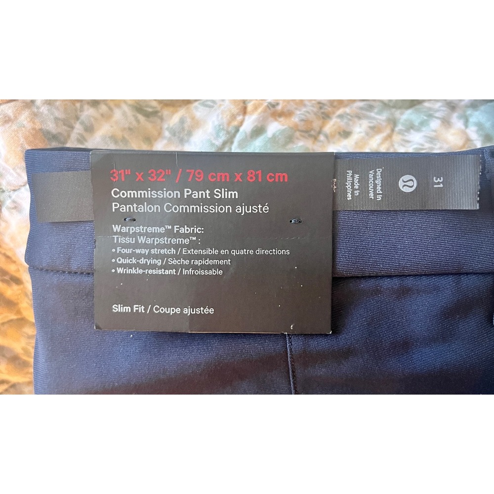 Lululemon Commission Pant Slim 31x32 True Navy Warpstreme ABC Mens NWT - Picture 4 of 8